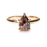 Purple Pear Salt and Pepper Diamond Ring with Claw Prongs