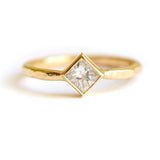 Diamond-Shaped Diamond Engagement Ring Hammered 14k Gold - Melissa Tyson Designs