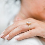 Moissanite Hammered Halo Ring | Summer Rain Pear ring | MTD