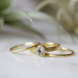 Brush Strokes | 18k Brushed Gold Solitare Engagement Ring Set - Melissa Tyson Designs